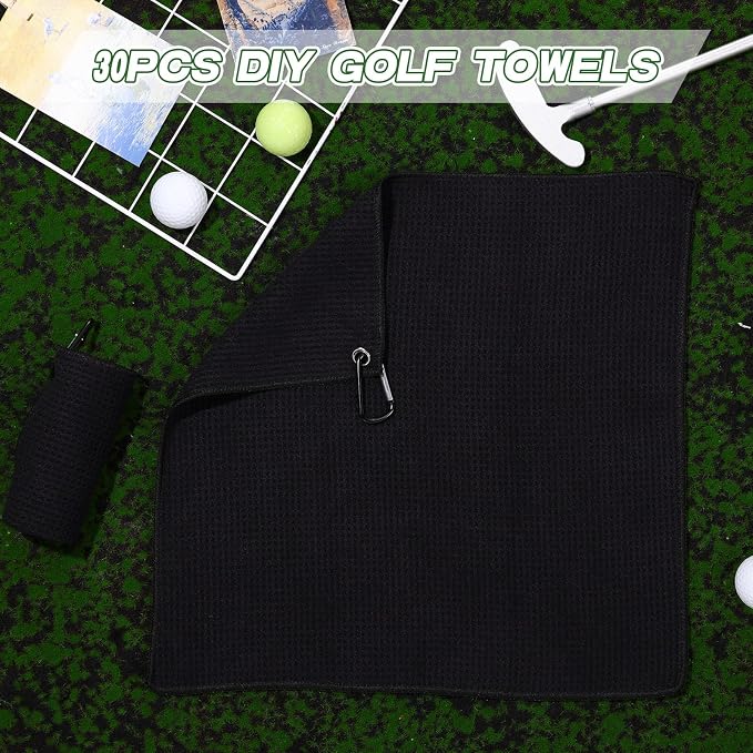 Batiyeer Golf Towels Bulk for Bags, 16"x16" Microfiber Waffle Pattern Golf Towel with Clip for Tournament, Club, Fitness