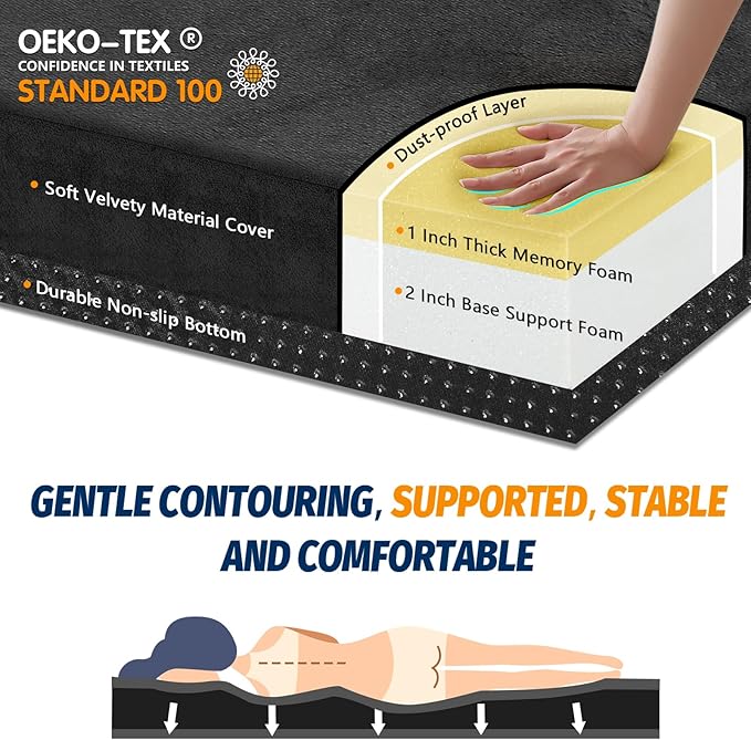 CYMULA Memory Foam Camping Mattress Pad, CertiPUR-US Sleeping Mat, Portable Roll Up Mattress for Adults, Camping Bed Pads for Sleepover, Car Bed with Travel Bag