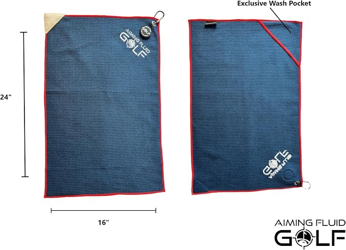 Multi-Function Magnetic Golf Towel I Exclusive Wash Pocket I Magna-Anchor Technology I Scrub Pad and Premium Golf Divot Repair Tool with Magnetic Ball Marker