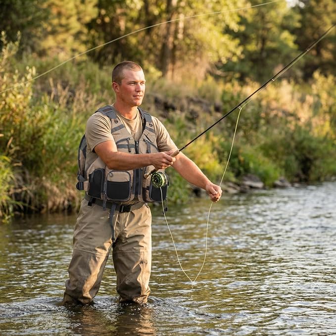 Kylebooker Fly Fishing Vest Pack Adjustable for Men and Women