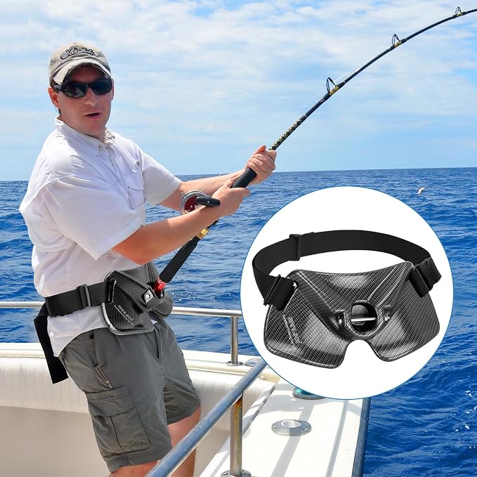 SANLIKE Fishing Belt Rod Holder,Adjustable Fishing Fighting Waist Belt with EVA Padded Plastic Material Fishing Belt,360 Degree Adjustable