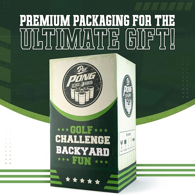 VULCANO SPORTS Par Pong Backyard Golf Chipping Game – Outdoor Golf Game with 12 Buckets, 2 Hitting Mats & Golf Balls – for Adults, Tailgating, BBQ, Parties & Gifts for Golfers.