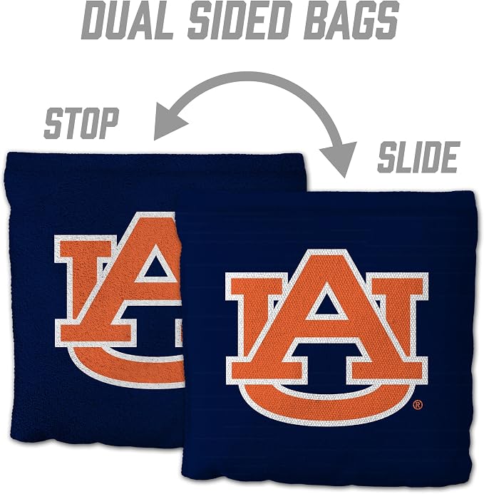 YouTheFan Officially-Licensed NCAA Set of 8 Cornhole Bags - All Weather Dual Sided Slide & Stop - Regulation Size with Carry case