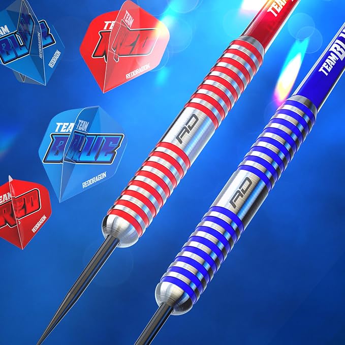 RED DRAGON Peter Wright vs Gerwyn Price Iceman Steel Tip Darts Set - ‎21g & 22g Brass Barrels for Controlled Accuracy & Grip, Flights, Shafts, Case & Checkout Card Included