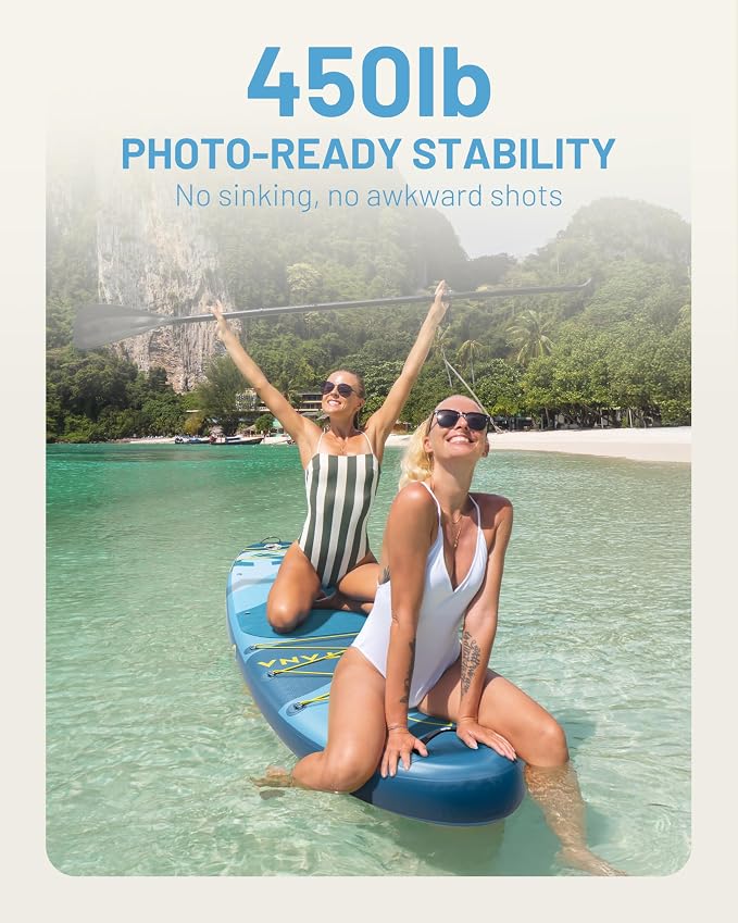 CETANA Extra Wide Inflatable Paddle Board 11'6 x 35" x 6", 450LB High Weight Capacity Wide Stable Stand Up Paddle Board for Beginners, 2–3 Person Large Paddleboard with 3 Fins, Dual Bungee, 15 D Rings