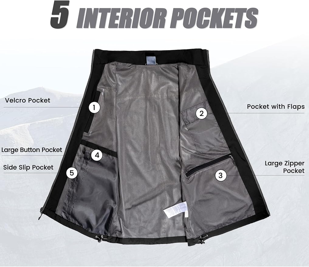 Little Donkey Andy Men's Lightweight Quick Dry Vest Windproof Sleeveless Jacket with 11 Pockets for Travel Fishing Hiking