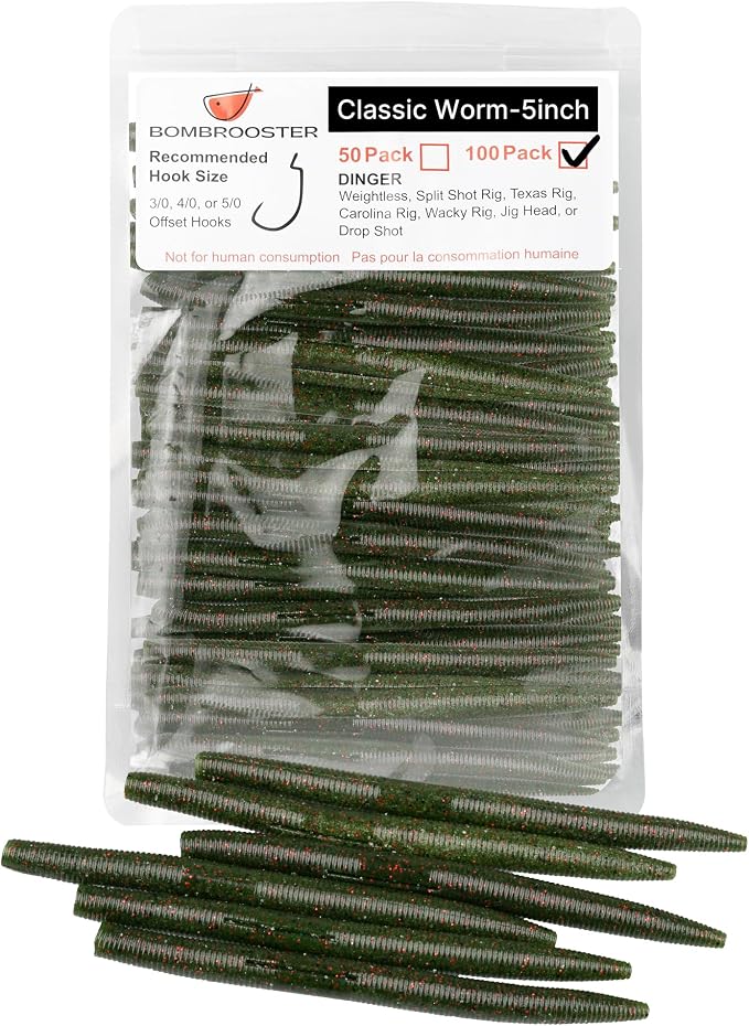 4"/5" Senko Worms Kit, Salt Impregnated Soft Plastic Lures | 30/50/78/100 Wacky Worms for Bass Fishing, Freshwater & Saltwater Applications,Artificial fishing bait