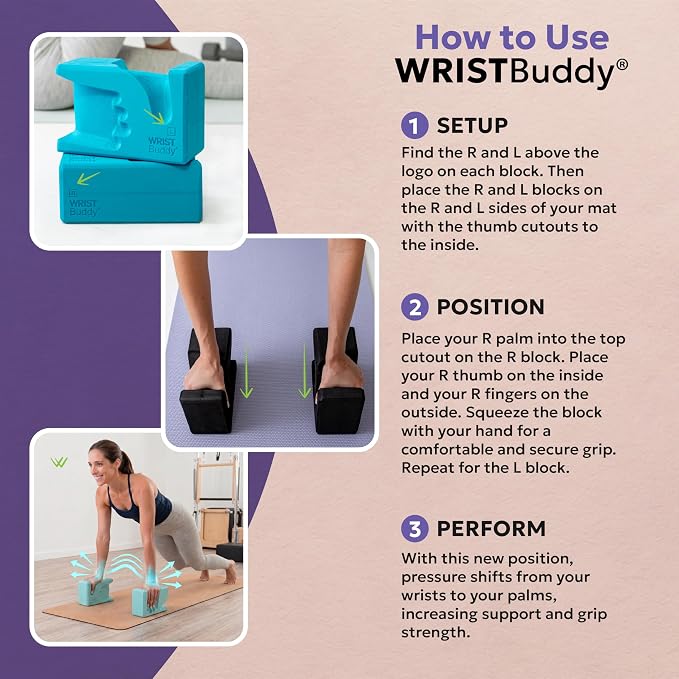 WRISTBuddy® Yoga Blocks 2-Pack (Left + Right) — Ergonomic, Hand-Shaped EVA Blocks for Wrist Relief & Better Grip | Doctor-Designed Support for Yoga, Pilates, Handstands, Push-Ups & Rehab