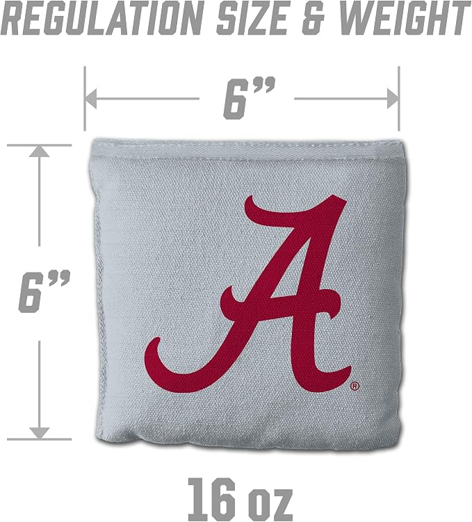 YouTheFan Officially-Licensed NCAA Set of 8 Cornhole Bags - All Weather Dual Sided Slide & Stop - Regulation Size with Carry case