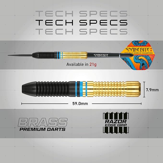 RED DRAGON Peter Wright vs Gerwyn Price Iceman Steel Tip Darts Set - ‎21g & 22g Brass Barrels for Controlled Accuracy & Grip, Flights, Shafts, Case & Checkout Card Included
