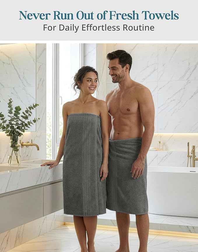 Casa Platino 100% Cotton Bath Towels Set of 2 (30"x60") - Ring Spun Mercerized Cotton Bathroom Towel Sets - Quick Dry, Soft & Absorbent Grey Towels Set - Pre Shrunk, Fade Resistant - Ultimate Grey