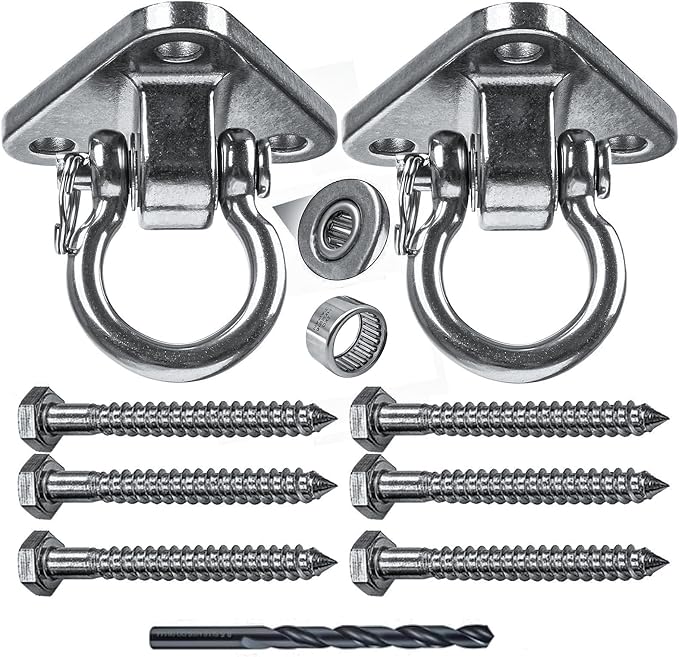 2 Bearing Swing Hangers Heavy Duty 304 Stainless Steel 1500LB Capacity 180°for Yoga Porch Swing Seat Sandbag, Gym