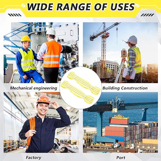 Fabbay 4 Pcs 7.9 Feet Heavy Duty Polyester Endless Loop Round Lift Slings Lifting Straps for Hoist Towing Moving Furniture Rigging Equipment, 8400 LB Vertical 6700 LB Choker 16800 LBs Basket(Yellow)