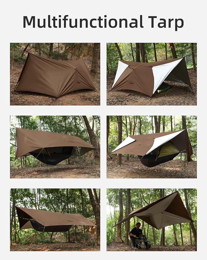 Camping Hammock with Mosquito Net and Tent Tarp, Lightweight Portable Hammocks for Outside, Hiking, and Travel
