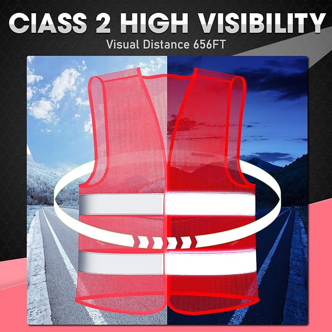 Unittype Reflective Safety Vests Hi Vis Work Vest Mesh High Visibility Silver Strip Adjustable Size for Men Women Outdoor