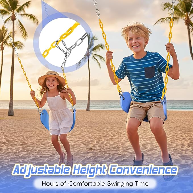 SEKKVY Swing Seats with 66" Heavy Duty Chains, Swing Set Accessories Replacement with Snap Hooks, Toddler Swings Supports 250 lbs for Outdoor Backyard Playground, Indoor Swing for Kids, Blue 1 Pack