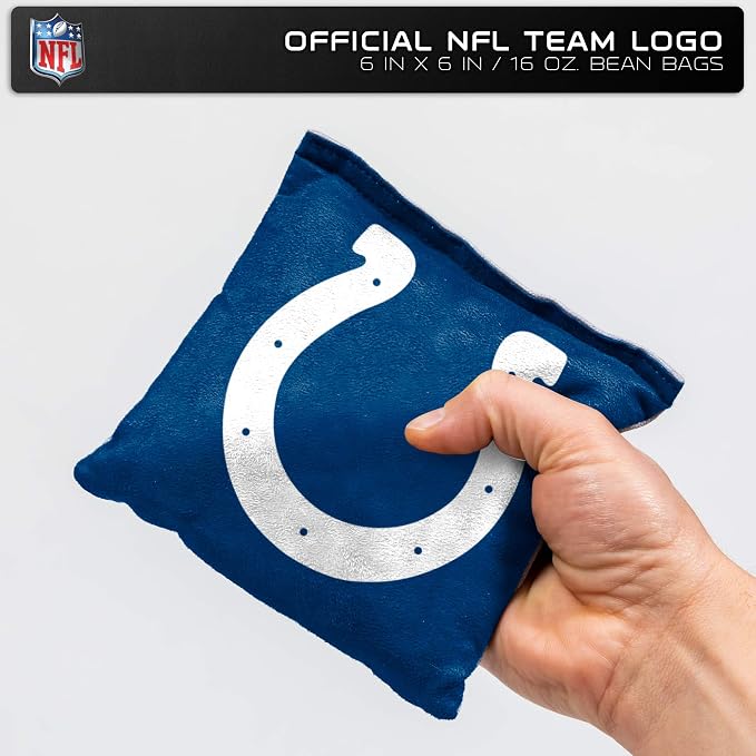NFL Pro Football Dual Sided Bean Bags by Wild Sports, 8 Count, Premium Toss Bags for Cornhole Set - Great for Tailgates, Outdoors, Backyard