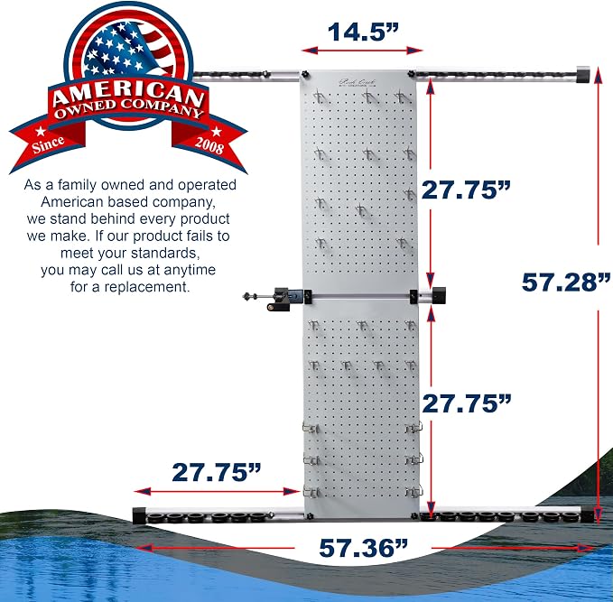 Rush Creek Creations - Fishing Rod Holder for Garage, Fishing Pole Rack Wall Mount & Tackle Storage, No Limit Vertical Fishing Rod Rack Holder, Modular Wall Unit, Fishing Pole Rods Rack