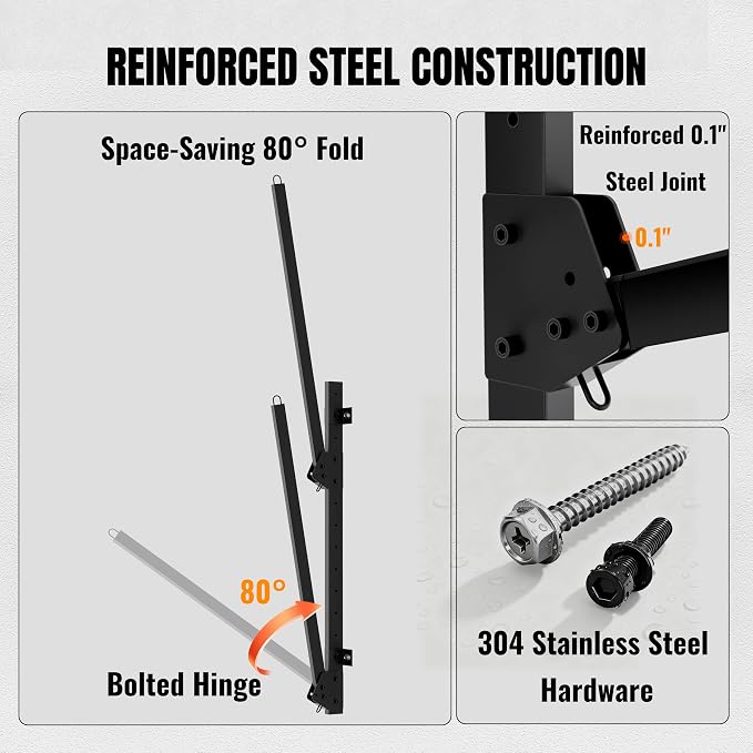 2-Tier Foldable Kayak Wall Mount Rack - Heavy Duty Steel Storage Hanger for Garage, Holds Kayaks, Canoes, Paddleboards - Space-Saving Swing-Away Design (Black)