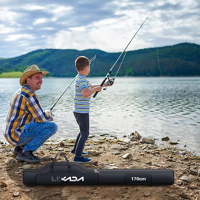 Lixada Portable Fishing Bag Folding Fishing Rod Reel Bag Outdoor Fishing Carrier Bag100cm/130cm/150cm (Black, 170cm), Black, 170cm, Modern