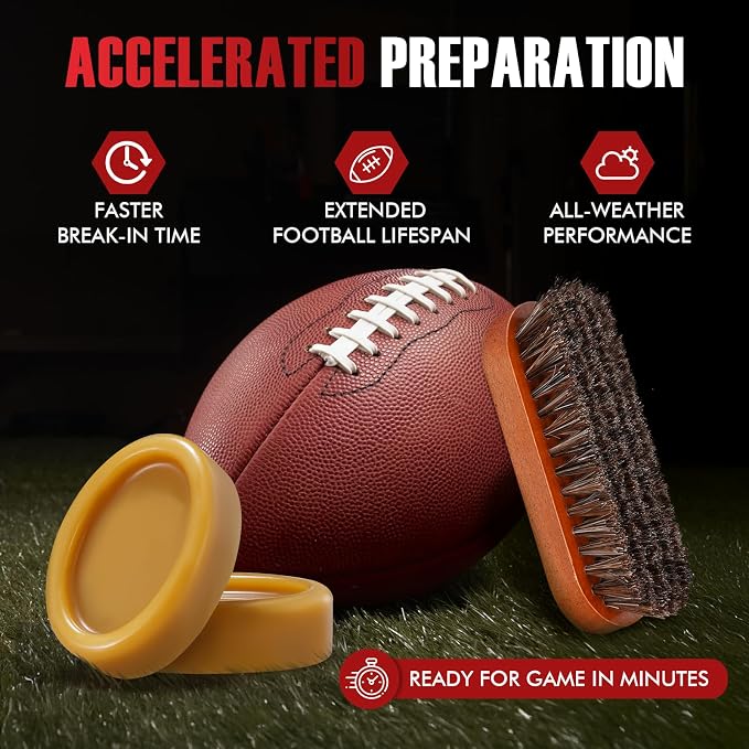 Football Prep Kit - for Secure Grip & Improved Tack, Football Accessories & Leather Football Mud - Designed for Professional & Youth Football Players, Complete Set with 2 Wax Bars & 1 Brush
