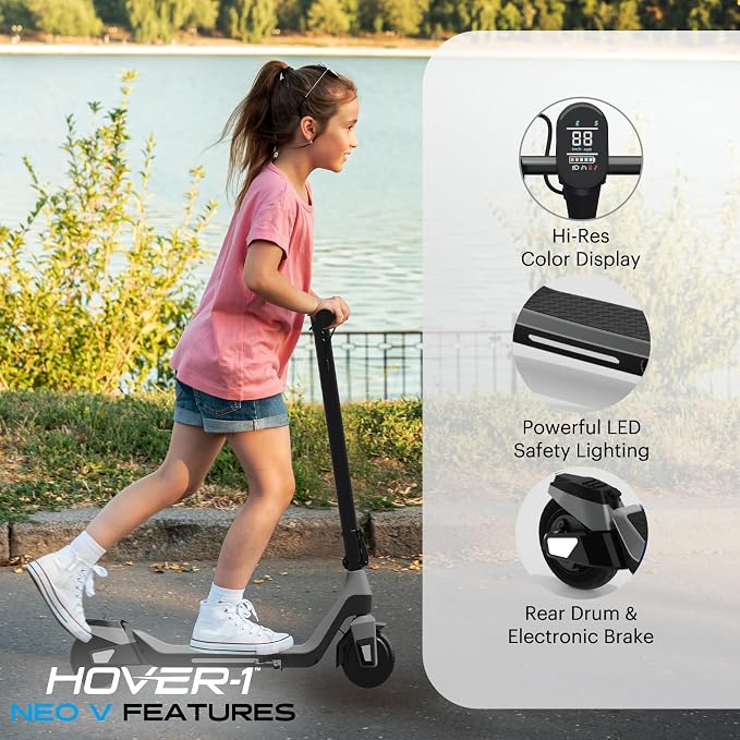 Hover-1 Neo Family Foldable Electric Scooter with 300W/250W/200W Rated Brushless Motor, 16/14/12 mph Max Speed, 8.5"/6.5” Wheels, 10/7 Mile Range Commuting Scooter for Kids & Teens Aged 4 to 16