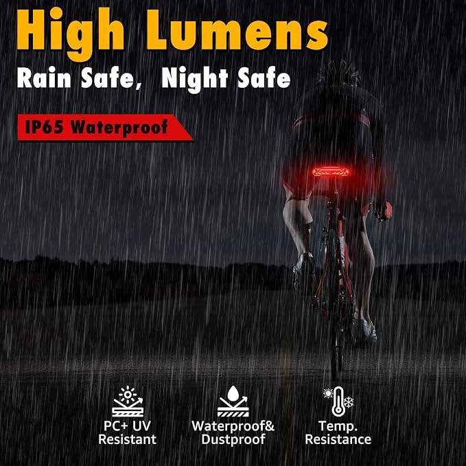 NineLeaf Bike Turn Signals, Turn Signal Kit for Ebike, Bike Turn Signals Front and Rear Auto On/Off Electric Bell Automatic Brake Light Remote Control Rear Light USB Rechargeable IP65 Waterproof