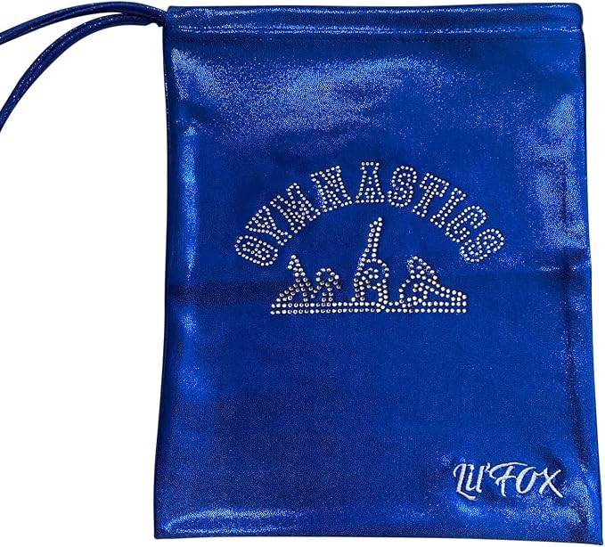 LIL'FOX 8"x10" Drawstring Gymnastics SMALL GRIP BAG 26x20cm - Lightweight Bag for Personal Equipment - Shiny Foil Rhinestones