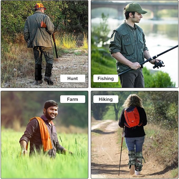 Liitrsh 3 Pairs Snake Gaiters for Hunting, Waterproof Leg Guards, Proof Gaiters for Hiking, Bite Protection for Shin Lower Legs, Adjustable Size for Men and Women