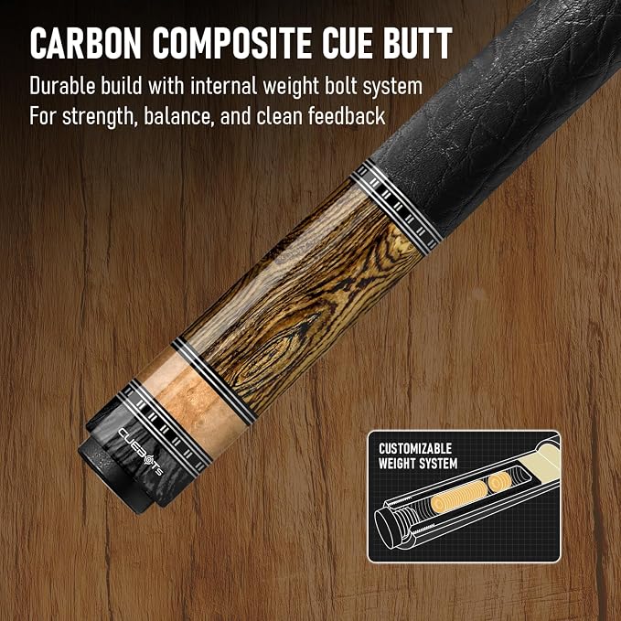 Series, Glass Fiber Pool Cue Stick, Uni-QR, 3/8-10, 5/16-18 Joint, Synthetic Leather Grip, 29" Glassfiber Shaft, 7-Layer Microfiber Tip