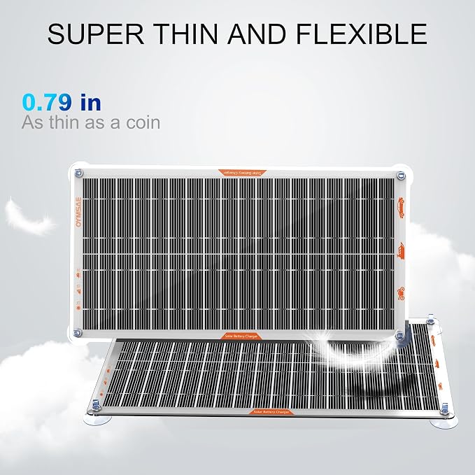OYMSAE White 10W Solar Car Battery Charger Portable 12V Trickle Battery Charger & Maintainer Waterproof Solar Panel for Car Boat Automotive RV