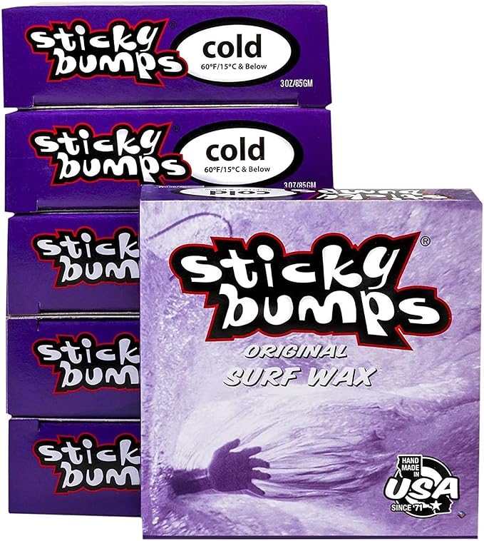 Sticky Bumps Original Surf Wax Cold | Long-Lasting Surfboard Wax | Great Bump Building for Surfing | Non-Toxic, Nature-Safe | for Cold Water Temps 60°F/15°C and Below