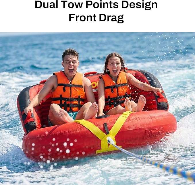PEAKFLOW Towable Tube,Boat Tube,1-3 Person,Tubes for Boating,PVC Liner and Full Nylon Cover,Lake & Ocean Fun