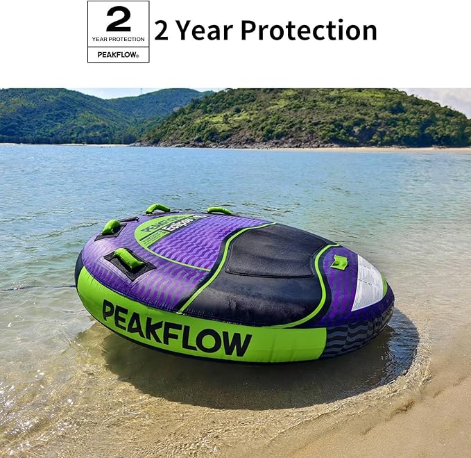 PEAKFLOW Towable Tube,Boat Tube,1-3 Person,Tubes for Boating,PVC Liner and Full Nylon Cover,Lake & Ocean Fun