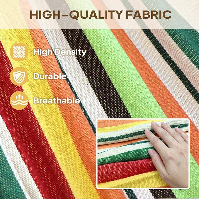 ANYOO Cotton Hammock Portable Camping Hammocks for Hanging Sturdy Garden Comfortable Fabric Hammock with Tree Straps Up to 660lbs with Travel Bag for Camping Outdoor/Indoor Patio Backyard