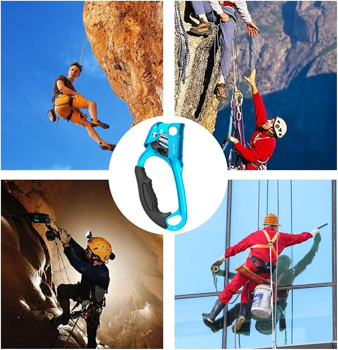 UIAA & CE Certified Climbing Rappelling Equip Hand Ascender Left Right Hand for 8-13mm Rope 4kN