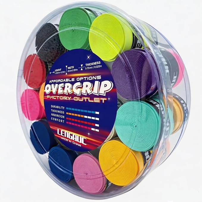 Tacky Overgrips,Tennis/Badminton/Pickleball/Paddle 30/60 Pack, Tacky Anti-Slip and Absorbent Grip, Colorful,Comfort Grip Tape,Absorb Sweatbands Anti Slip