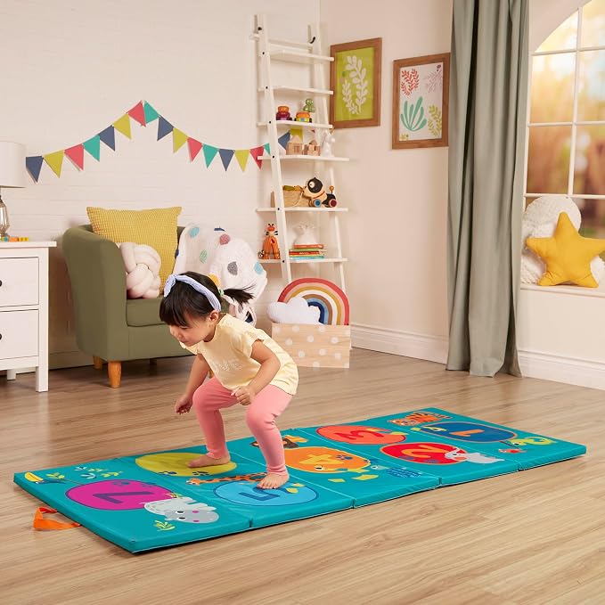 B. toys – Tumbling Mat – Gymnastics Play Surface for Kids – Numbers, Animals, Hopscotch Game – Folding Gym Mat – 3+ Years – Hop-n-Count