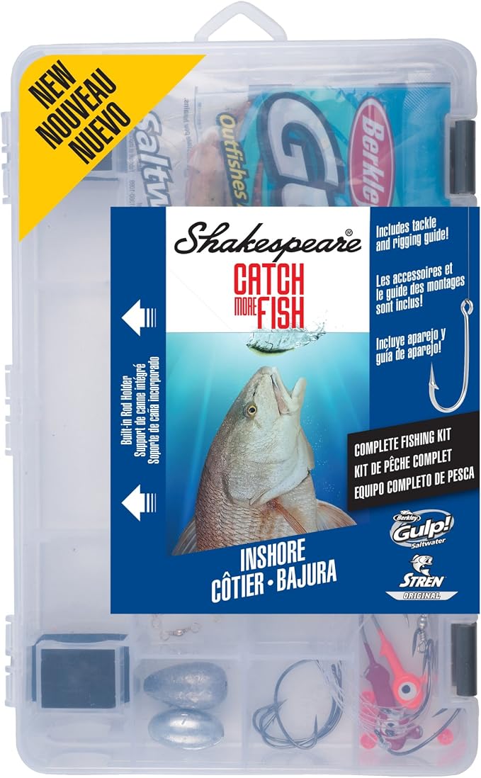 Shakespeare Catch More Fish Spinning Reel and Fishing Rod Combo with Kit