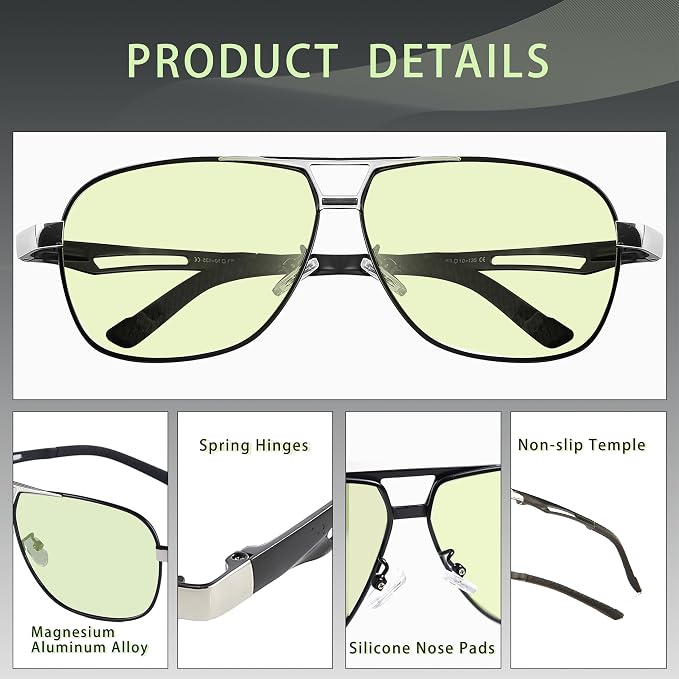 Polarized Photochromic Sports Sunglasses for Men UV-Protection Day & Night Driving Glasses - Al-Mg Metal Ultralight