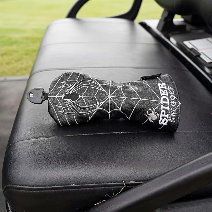 Vesperlux Spider Golf Headcovers Driver Wood Hybrid Iron | Waterproof Leather, Magnetic Putter Cover, Anti-Slip Fit, Full Protection, Durable, Fits Alignment Stick, Men's Golf Gift