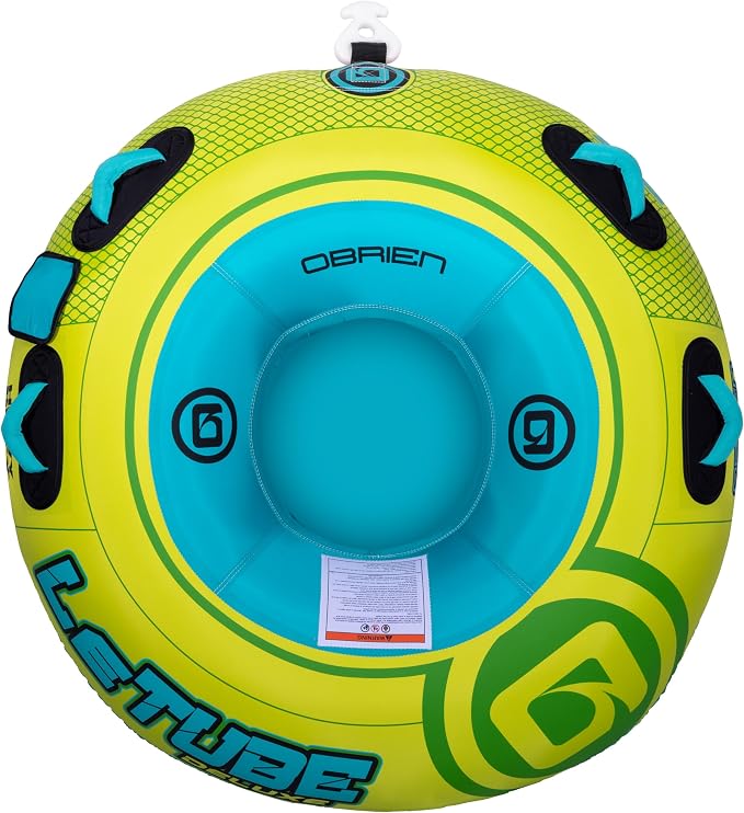O'Brien LeTube Deluxe Towable Tube – 1 Person Donut-Style Inflatable for Boating & Lake Watersports – 56" Durable Full Nylon Cover, Lightning Valve & Quick-Connect Tow Hook
