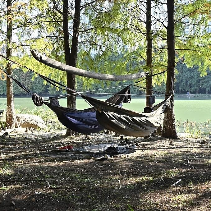 onewind 12Ft Camping Hammock with Mosquito Net, Ridgeline Double Hammock Portable Lightweight Large Hammock Ripstop Nylon Durable with 2 * 12Ft Tree Straps for Camping Hiking Backpacking, OD Green