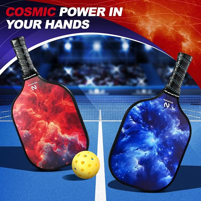 niupipo Pickleball Paddles Set of 2 or 4, USAPA Approved Fiberglass Pickleball Paddle Set with Balls and Bag, Polypropylene Honeycomb Core, Lightweight Pickleball Paddles for Beginners Men Women