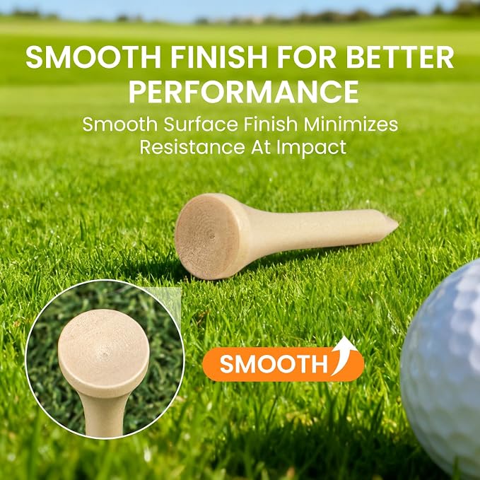 FINGER TEN Short Golf Tees 1 1/2 Inch Wood for Par 3 & Iron Shots Bulk 250/500 Pack, Bamboo Tee for Stable Low-Tee Height in Natural, Red, and USA Flag