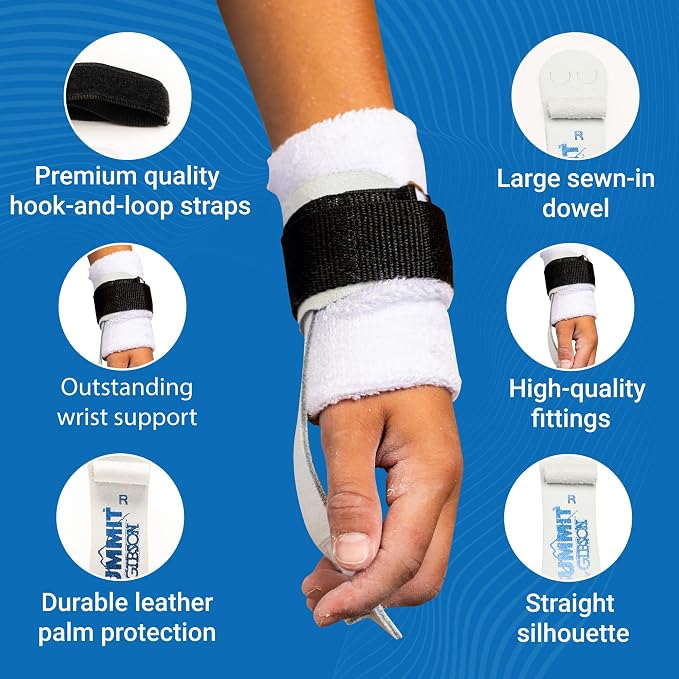 Gibson Summit Ring Gymnastic Grips for Boys, Durable Leather Grip for Secure Grip, Hand Grips for Early Competitor Gymnasts, Gymnastics Grips for Boys - Made in USA