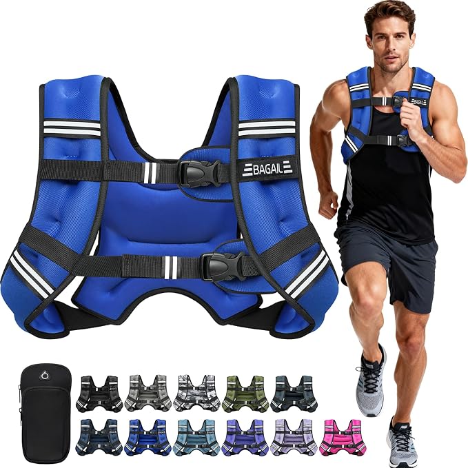 BAGAIL Comfort-Fit Weighted Vest for Woman, Even Weight Distribution, Faster Weight Loss, No-Chafe or Bounce for Walking & Running with Detachable Phone Pouch & Reflective Stripes (Available 5-30lbs)