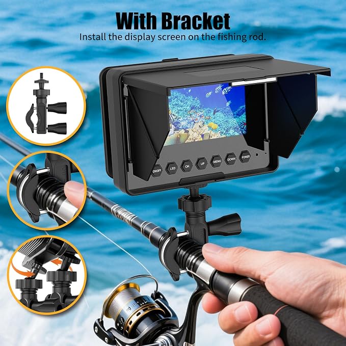 4.3" Underwater Fishing Camera, 1200 TVL Protable Fishing Camera with 8500mAh Battery, Infrared Lights, 165° Wide Angle, 50 FT Cable for Ice Lake Boat Kayak Fishing