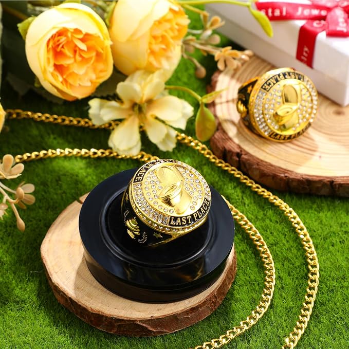 Highergo 10 Pcs Basketball Softball Baseball MVP Dancer Champion Trophy Ring with Display Stand Star Football Soccer Volleyball Golf Cheerleading Bowling Track Field