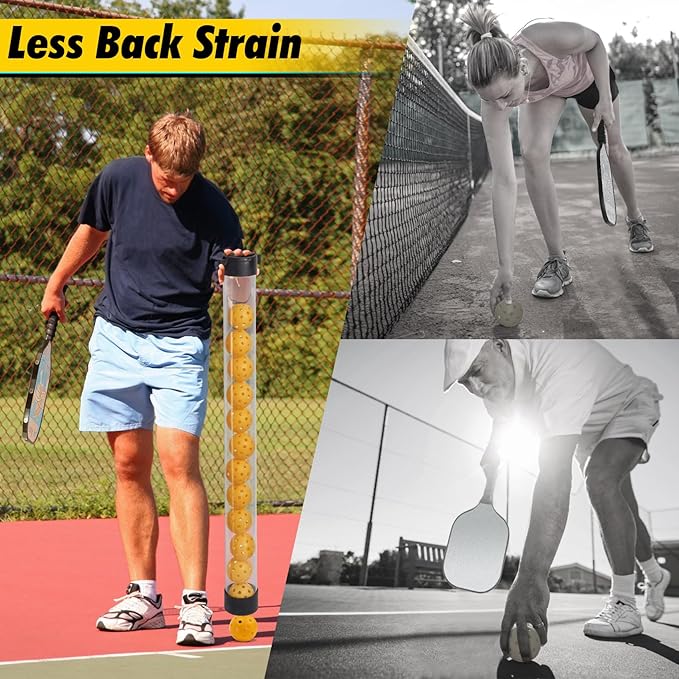 Pickleball Picker Upper Ball Holder, Pickleball Ball Picker Hopper Tube, Pickleball Pickup Tube - Lightweight Pickleball Retriever Collector with Shoulder Strap